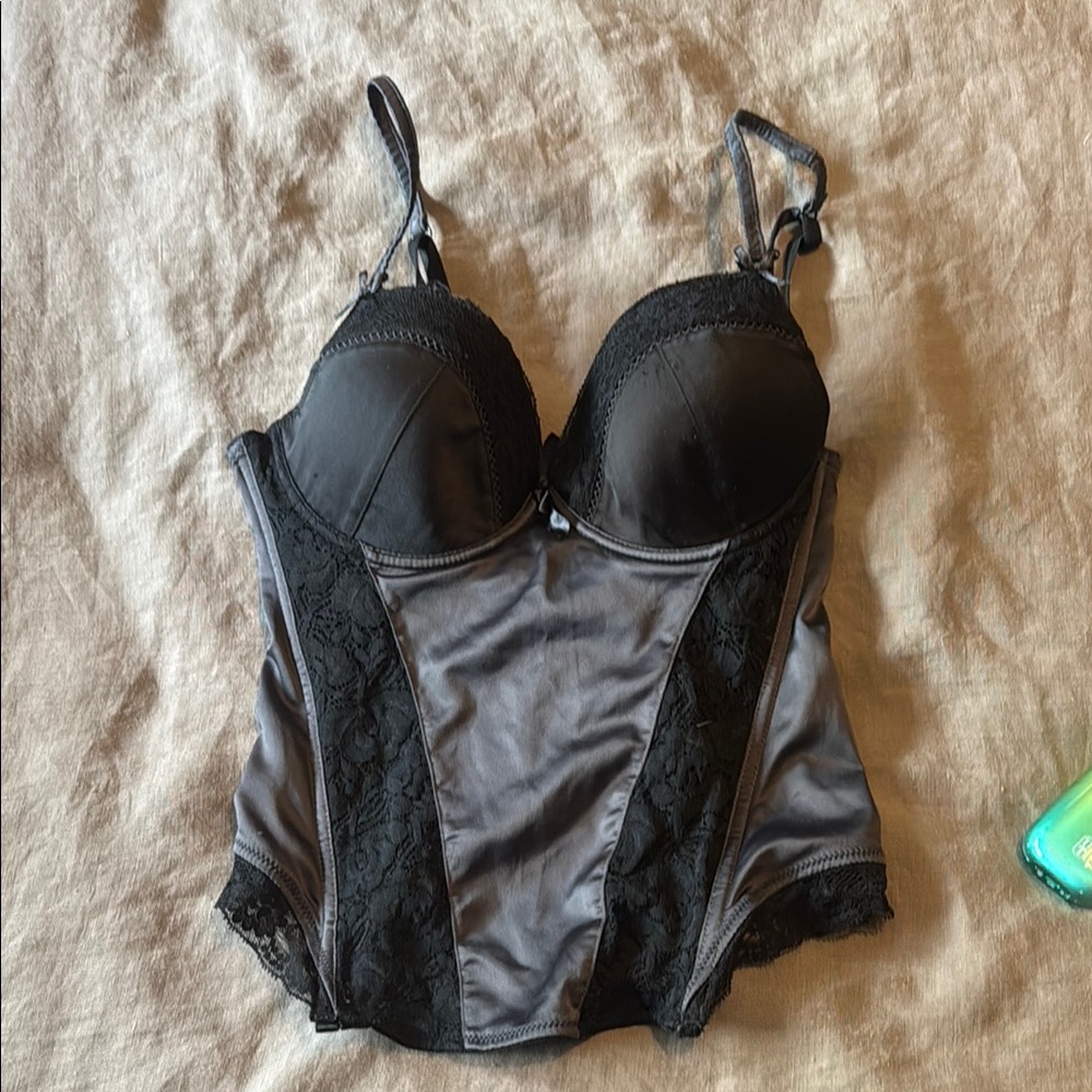 Black Satin Bra with Underwire Support